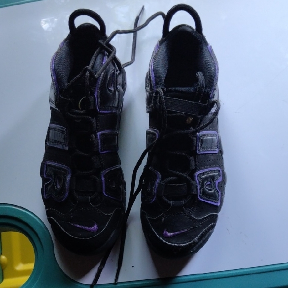 Nike Black and Purple Sneakers with Velcro Straps